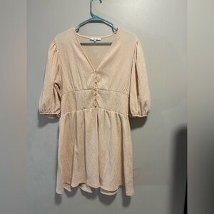 DbDk Fashion Cream Button-Front Midi Dress